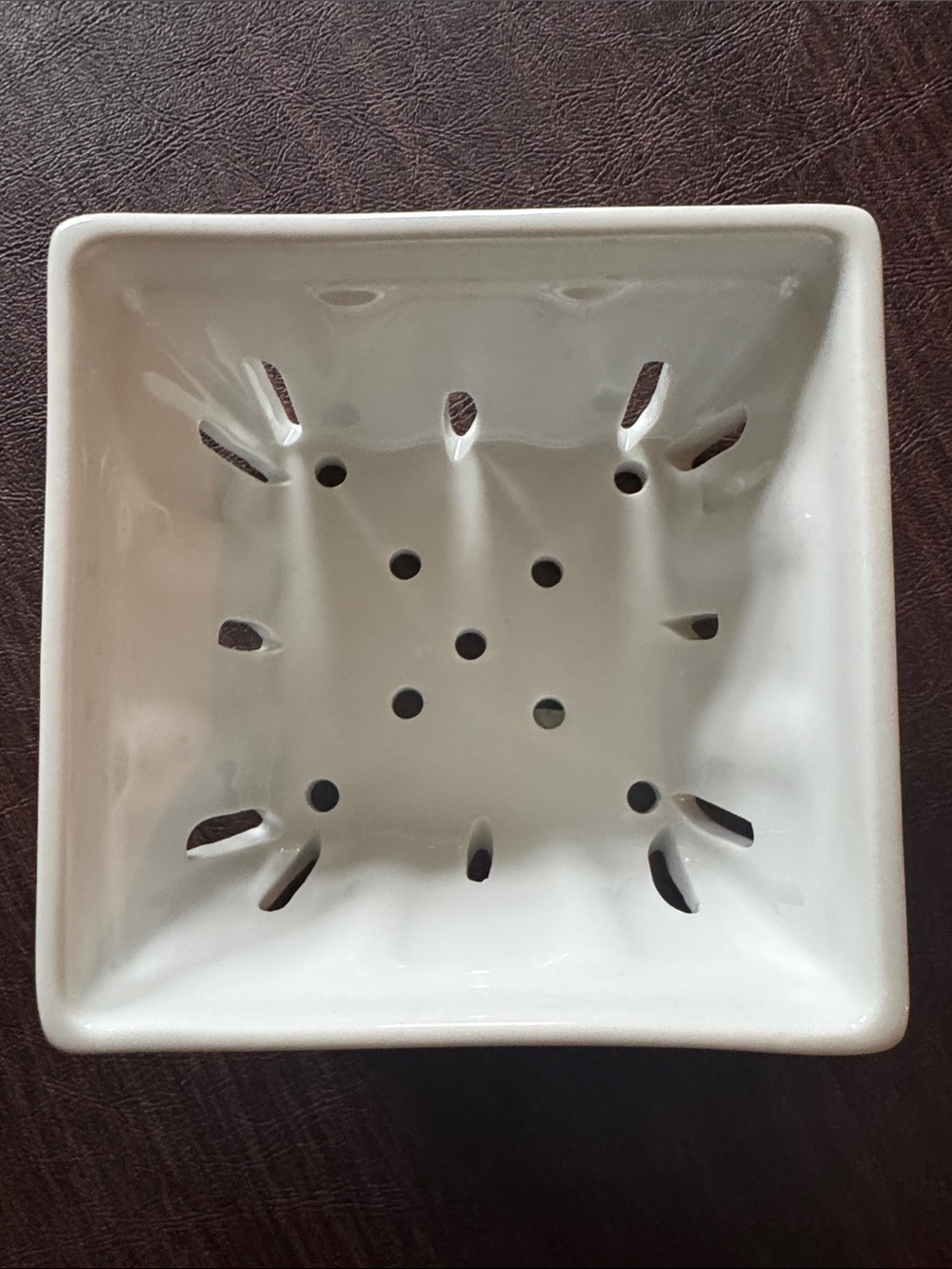 Crate & Barrel White Ceramic Berry Box Colander Basket